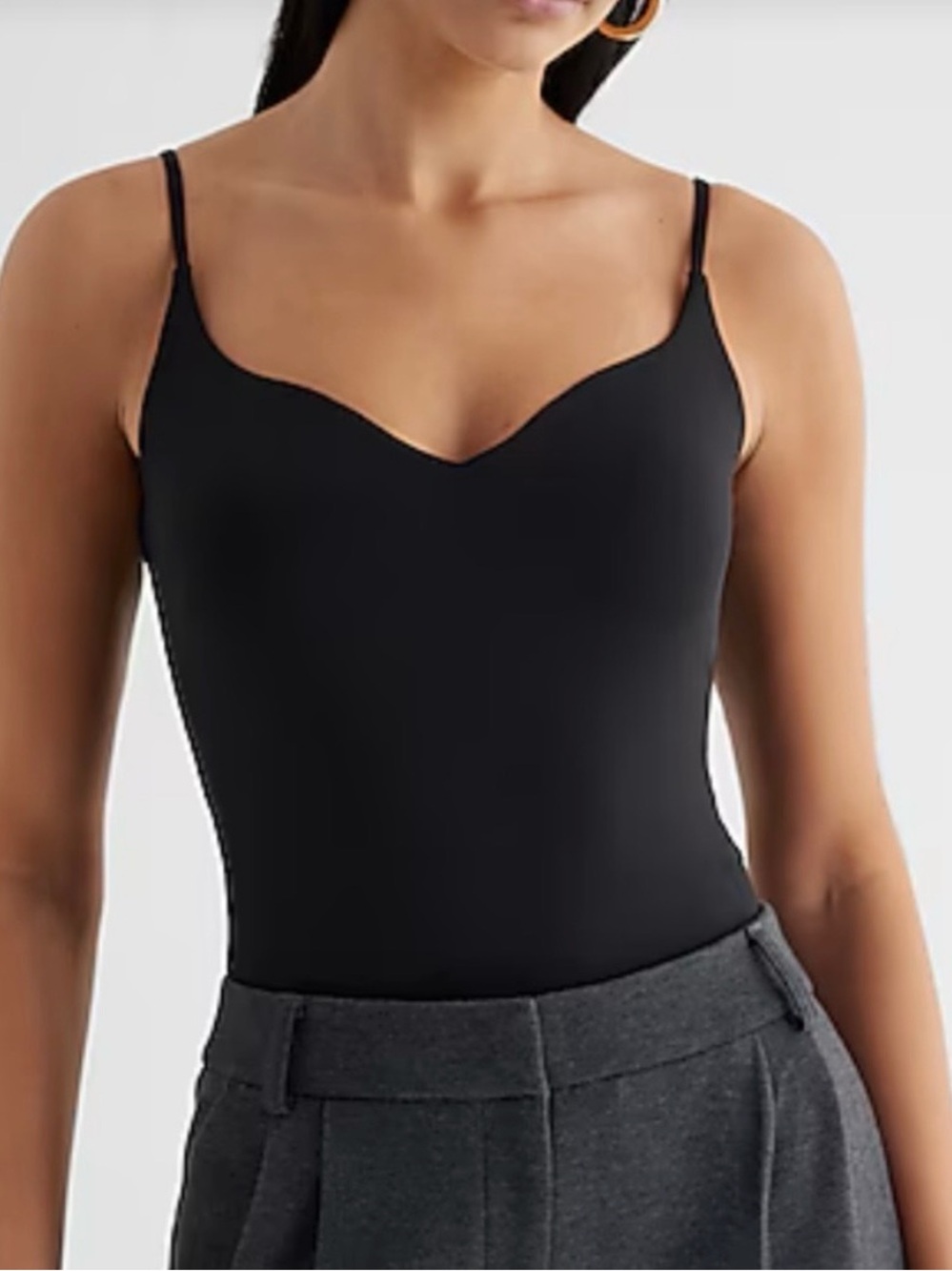 Express Black V-Neck Spaghetti Strap Bodysuit